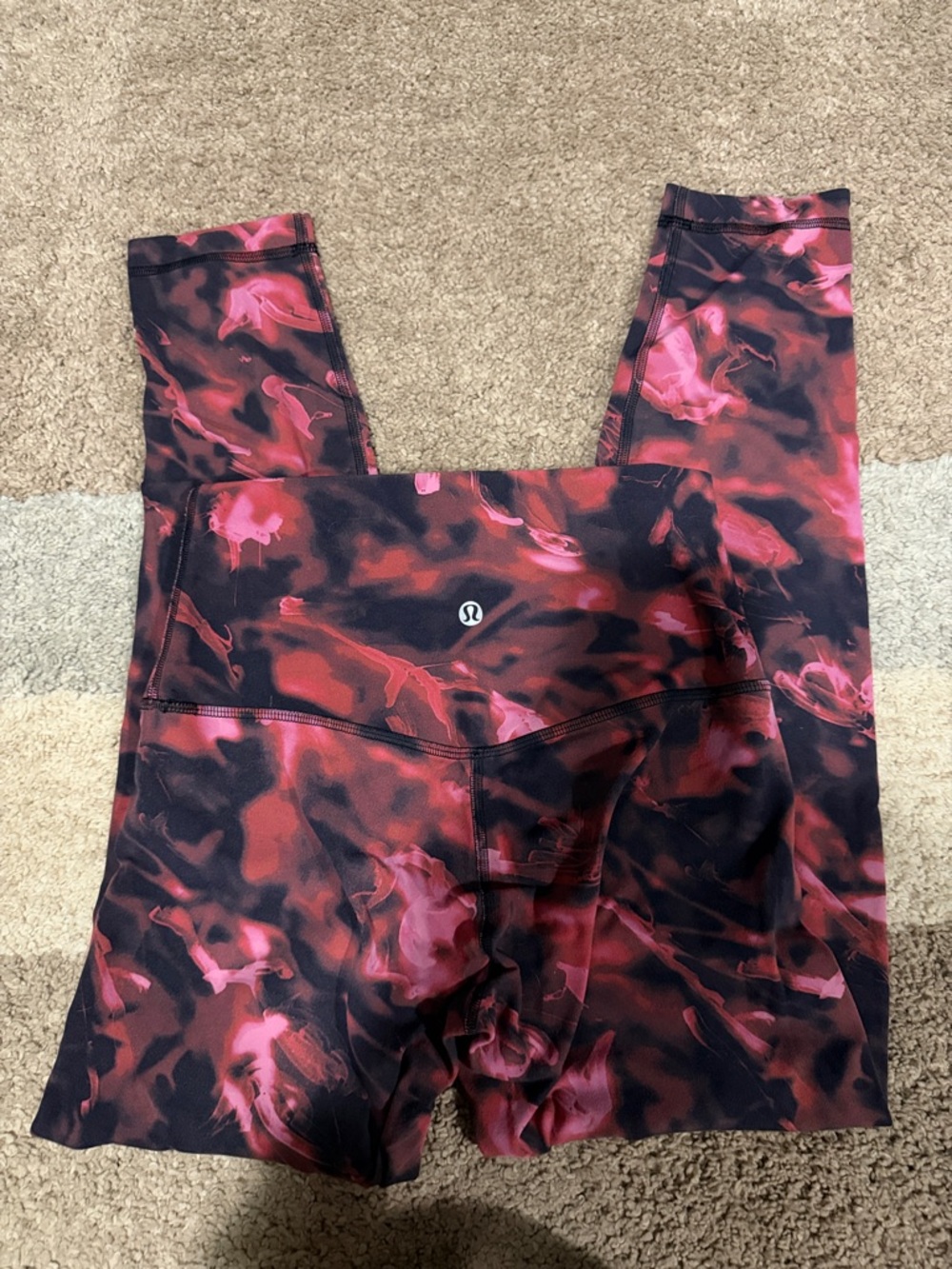 lululemon athletica Black and Pink Abstract Print Leggings